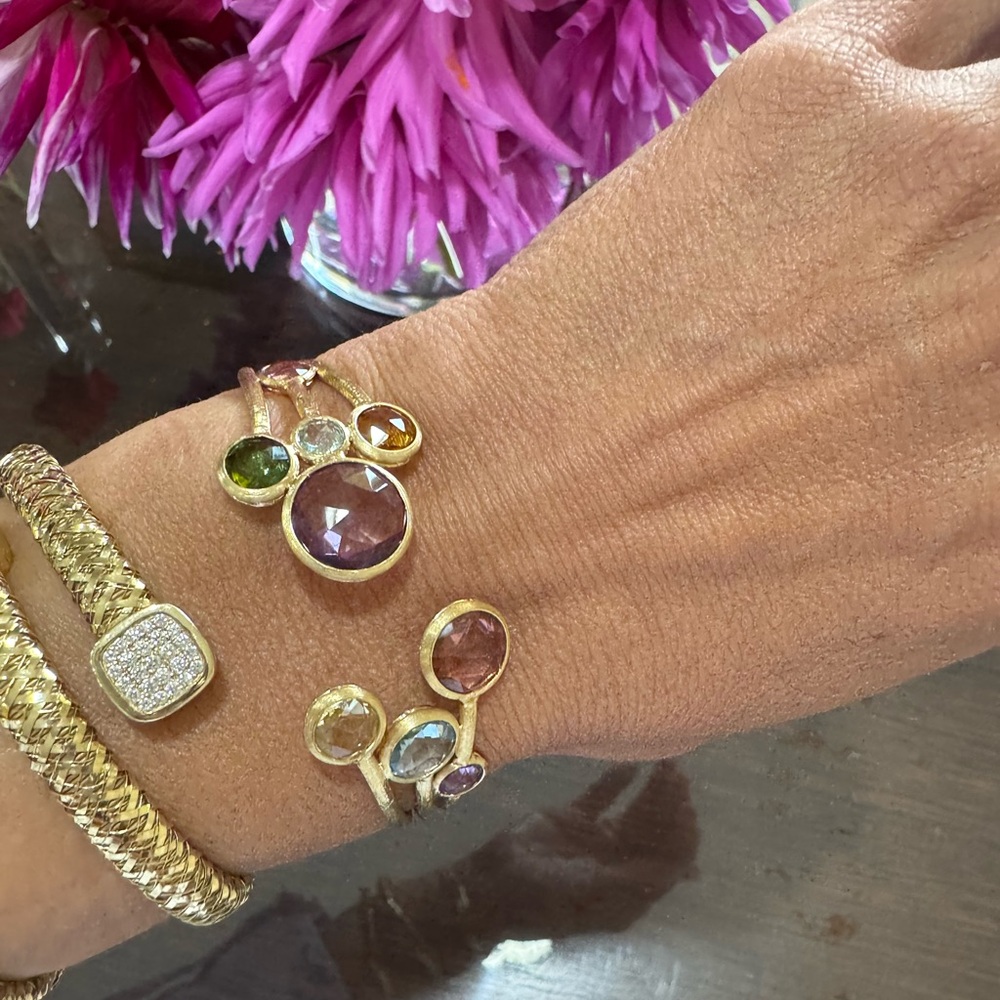 Gorgeous Marco Bicego 18k YG Multi-Gemstone Cuff Bracelet – Jaipur Collection - Picture 11 of 17